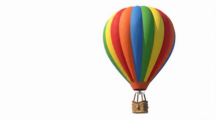 Obraz premium Colorful striped hot air balloon floating in clear sky scene