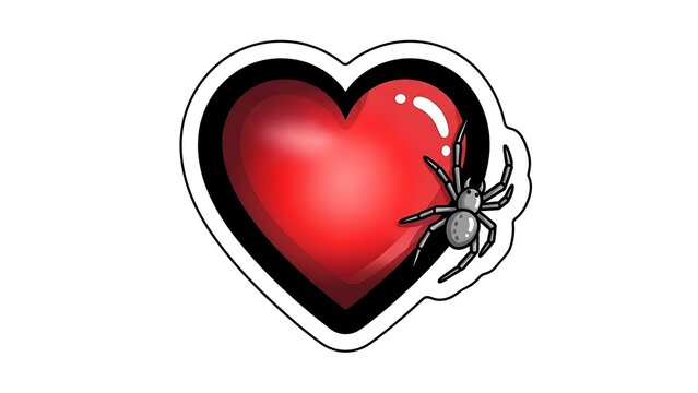 Halloween Heart Spider Icon A Spooky Valentine's Day Graphic Illustration