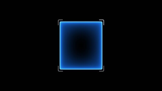 live streaming neon text frame animation. Neon glowing blue color square rectangle picture frame icon animation border frame shape rotating display screen. on a black ... See More