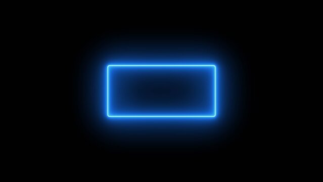 rectangle frame icon animation glowing neon pink and blue color bordar frame display box round shape retro screen photo frame rotation seamless footage line movement on black ... See More