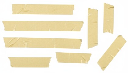 Blank beige sticky notes scattered and stacked on white background minimalist office concept