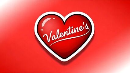 Valentine's Day heart symbol with red background and white border