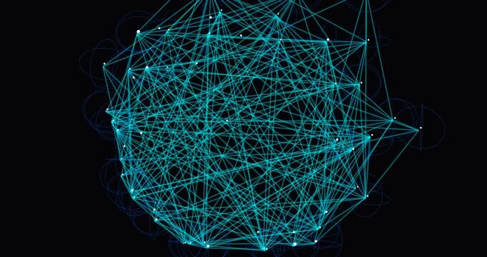 Futuristic Neon Blue Network Loop , Abstract AI Singularity Concept, Digital Data Flow, Cyber Technology Background with Glowing Nodes and Lines
