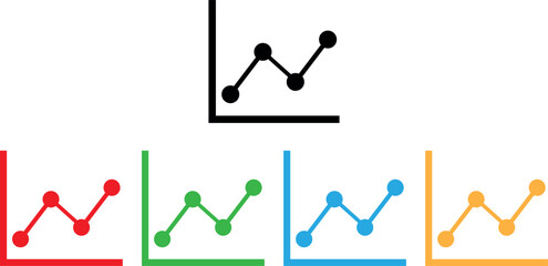 Colorful graph bar icon set in different colors . Growing graph icon . Vector illustration