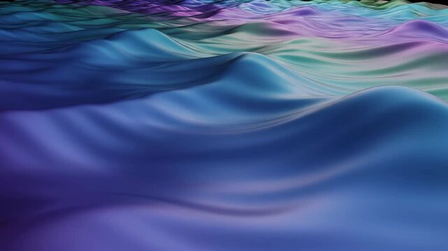 Colorful undulating waves ebb and flow across a vibrant abstract landscape