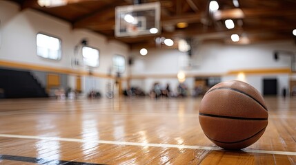 Naklejka premium Fans create energy in indoor basketball arena while teams compete in an important game surrounded by cheering supporters
