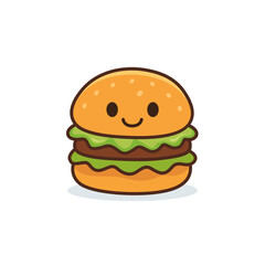 Simple Cute Burger Flat Illustration