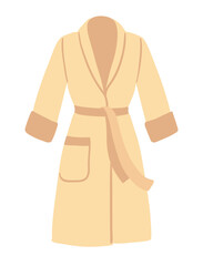 Vector illustration of soft bathrobe with belt and pocket. Flat cozy clothing object