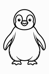 Naklejka premium A simple and cute line drawing of a black and white penguin standing upright isolated on white background, Vector, illustration