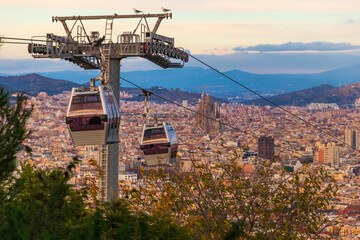 Montjuic Cable Car (Teleferic de Montjuic) in Barcelona, Spain