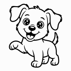 Cute cartoon dog waving with a happy expression and wagging tail isolated on white background, Vector, illustration