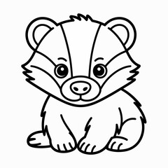 A charming black and white sketch of a sitting chipmunk with expressive eyes isolated on white background, Vector, illustration