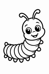 A cheerful cartoon caterpillar with antennae and a friendly expression crawling along. isolated on white background, Vector, illustration