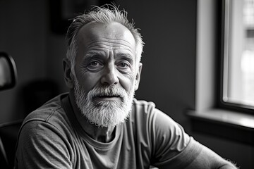 Fototapeta premium Resilient Workers: A Gritty Black and White Portrait Series showcasing the Determination of Injured Employees in Navigating the Complex Process of Filing