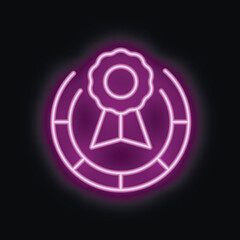 Obraz premium Neon sign illuminating a circular process divided into steps, symbolizing the pursuit of achievement