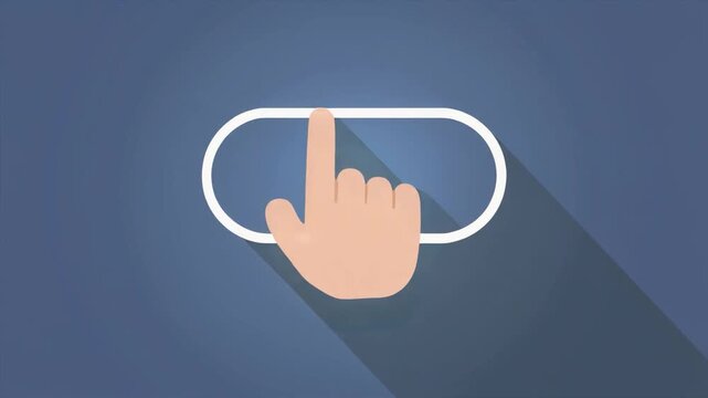 Hand cursor icon pressing a toggle switch with a long shadow on a blue gradient background image photo