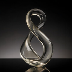 Glass sculpture of intertwined loops decorative isolated on a transparent background