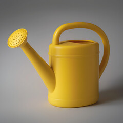 Yellow plastic watering can garden isolated on a transparent background