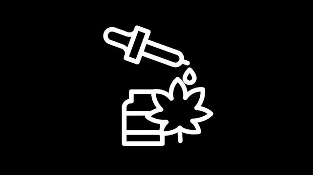 Cannabis oil dropper with leaf and bottle icon for wellness and medical applications
