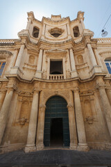 Obraz premium Facade of the Baroque church Chiesa di San Carlo al Corso in Noto, Sicily, Italy, Europe