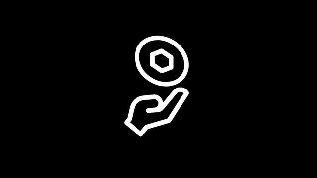 Hand holding a coin with a hexagonal shape inside, representing cryptocurrency or digital currency