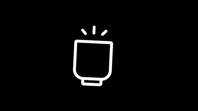 Simple white outline of a camera flash on a black background