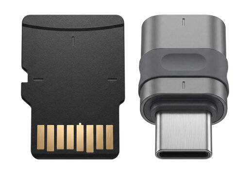 MicroSD card with OTG adapter and smooth, matte finish.