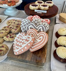  heart shaped sugar cookies in bakery