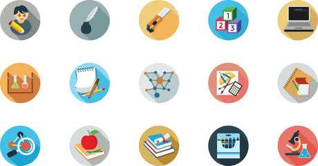 Set of colorful Easter eggs icons in a flat vector design for web buttons and social media illustrations