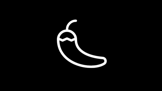 Simple white outline of a chili pepper on a stark black background