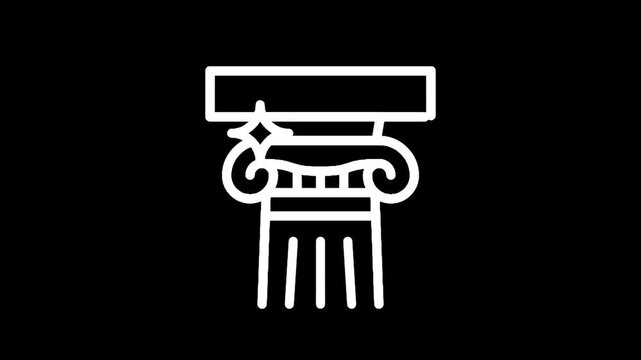Stylized Ionic column capital with volutes and abacus, white outline on black