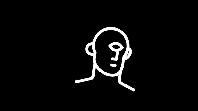 Minimalist white outline of a human head and shoulders on a black background
