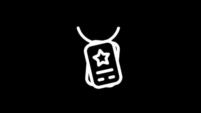 Icon of military dog tags with a star and lines on a black background