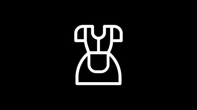 Simple line art icon of a traditional German dirndl dress on a black background