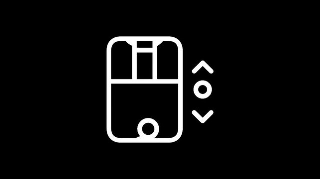 Abstract icon representing a mobile device with scroll arrows indicating vertical navigation