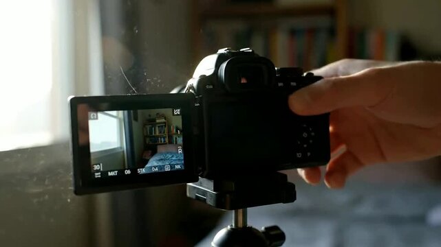a photo of someone capturing memories at dusk