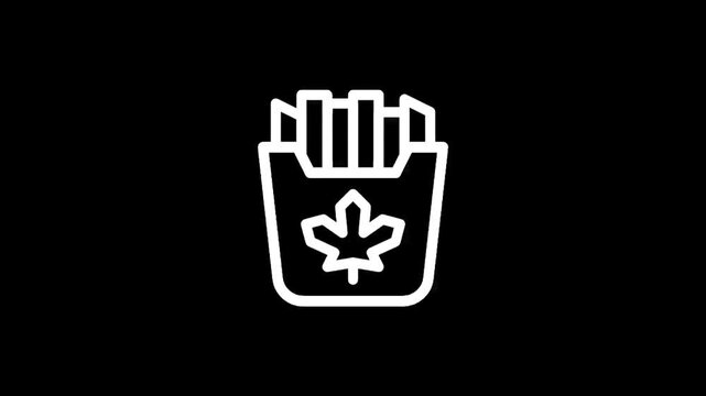 Icon of a french fry box with a cannabis leaf symbol on a black background