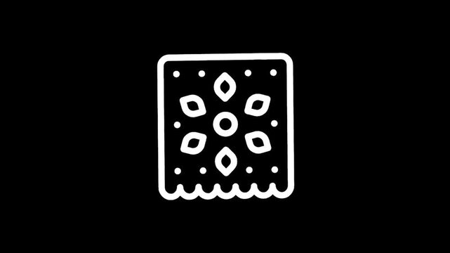 Traditional Mexican papel picado banner icon with floral design and scalloped edge