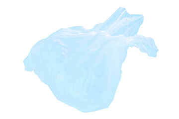 Fototapeta premium Crumpled light blue transparent plastic bag