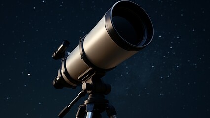 Fototapeta premium Telescope on tripod observing the moon isolated on white background with optical astronomy equipment concept