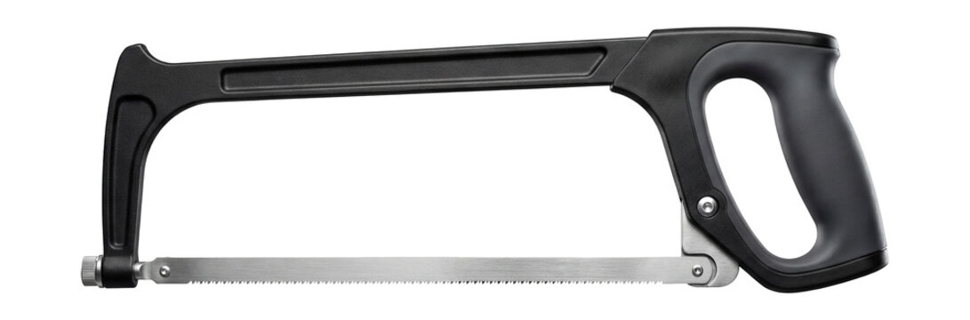 Carbon steel hacksaw with a D-shaped handle and a 20 TPI blade.