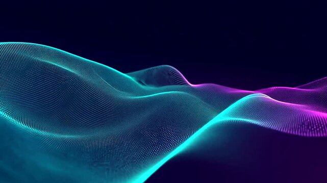 Vibrant Neon Waves on Dark Background.