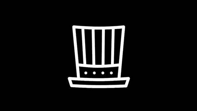 Simple white outline of Uncle Sam's hat on a black background