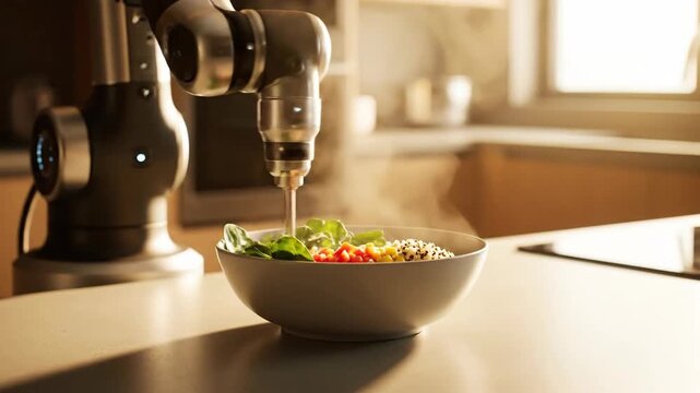 Healthy salad bowl with quinoa and vegetables in kitchen for healthy lifestyle.