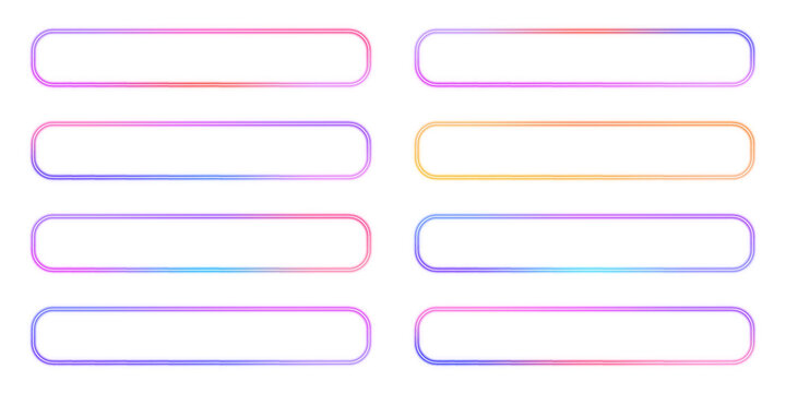 Vibrant neon rectangular frame emits soft glow. Electric light edges enhance modern design. Transparent background ideal for digital compositions. PNG
