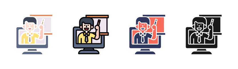 Naklejka premium Remote Classrooms Icon Set Multiple Style Collection