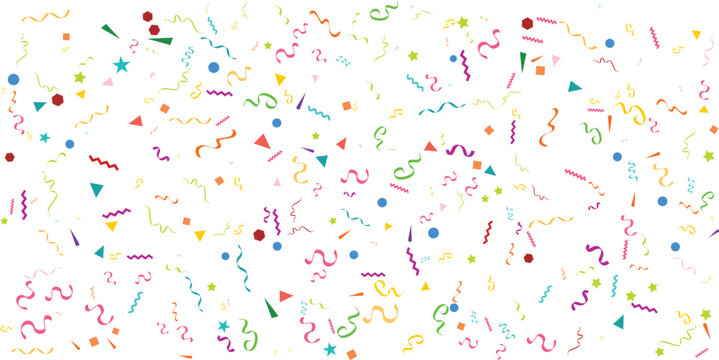Birthday background with colorful confetti and festive streamers vector illustration for surprise party celebration holiday event and joy on a transparent background.