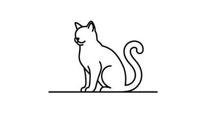 Simple black outline drawing of a cat, sitting and looking to the left