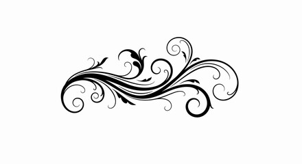 Fototapeta premium Graceful Curved Floral Swirl in Black, Elegant Decorative Element in Bright Studio