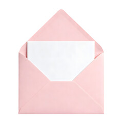 Minimal Pastel Pink Open Envelope with Blank Card Isolated on Transparent PNG Background